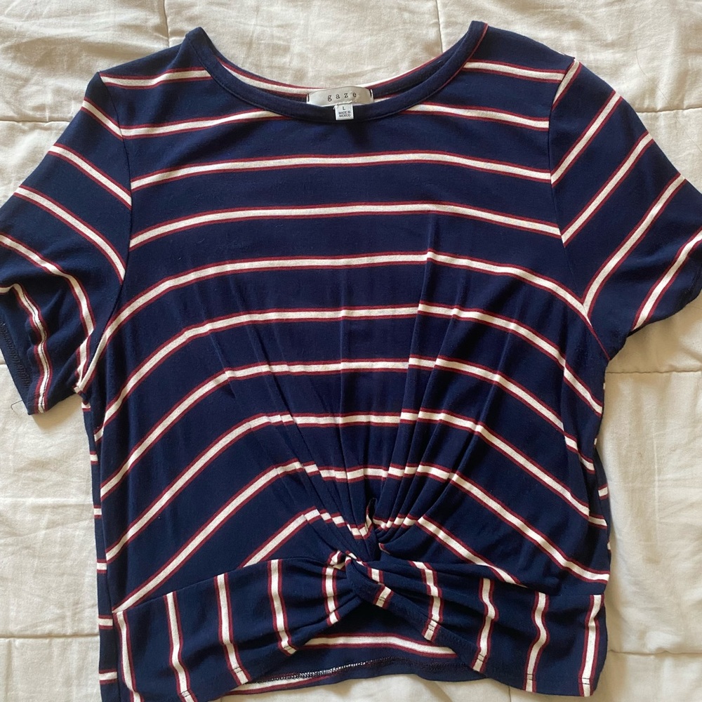 striped twist crop top